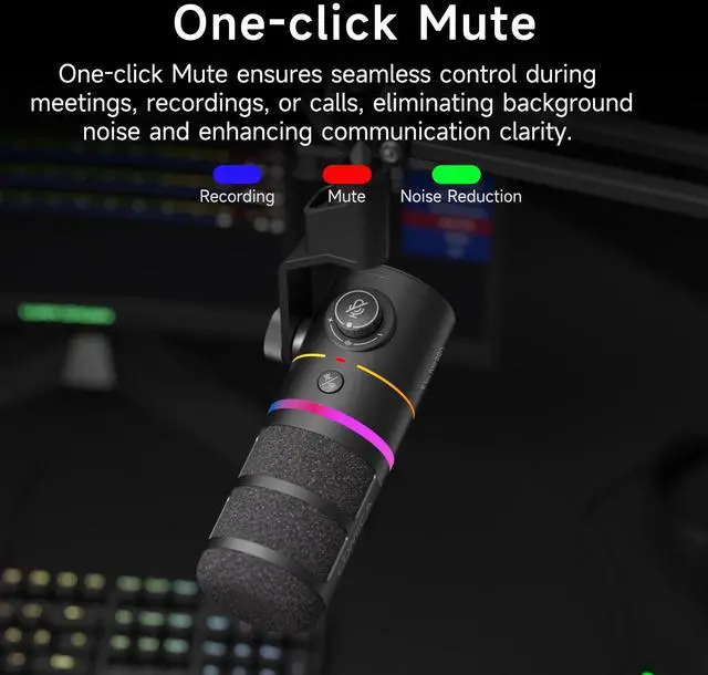 Alt view image 5 of 5 - EJoy D10 PRO(A) USB Wireless Gaming Microphone - Boom Arm Mic with Wired/Wireless Modes, XLR/USB-C, Real-Time Monitoring, 45H Battery, RGB Dynamic Mic for Gaming, Streaming, Podcast, Recording (Black)