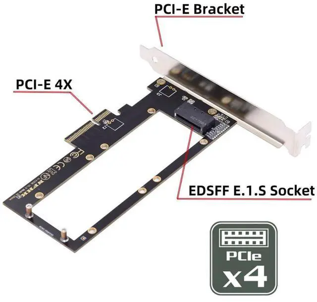 Alt view image 3 of 5 - chenyang NVMe Ruler EDSFF SSD to PCI-E 4.0 X4 Host Adapter for 9.5mm 15mm 25mm 1U GEN-Z E1.S SSD with Heat Sink
