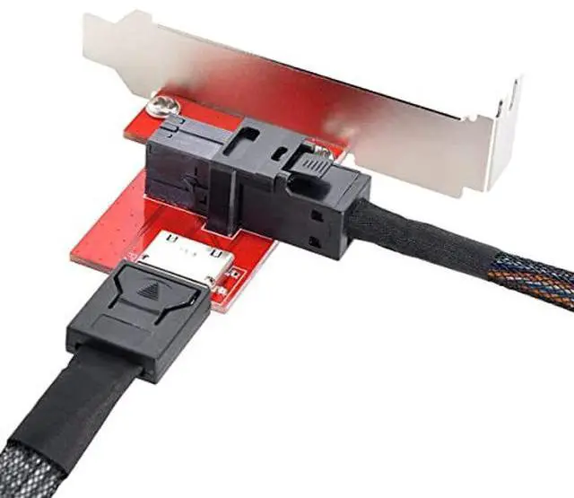 Alt view image 3 of 5 - CY PCI-Express 4.0 Mini SAS HD SFF-8643 to Oculink SFF-8611 SFF-8612 PCBA Female Adapter with Bracket