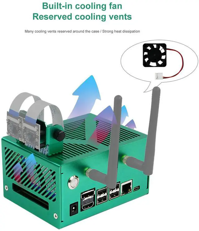 Alt view image 4 of 5 - Yahboom Jetson Nano Aluminum Alloy Case Compatible with Orin Nano Super, Orin NX Super Metal Case with Cooling Fan Reasonable