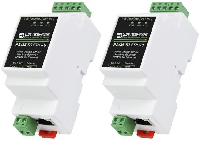 Main image of Waveshare Industrial Serial Server RS485 to RJ45 Ethernet TCP/IP to Serial Module Support Rail-Mount Modbus Gateway-2PCS