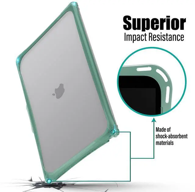 Alt view image 3 of 5 - IBENZER Hexpact Compatible with MacBook Air 13 Inch Case 2022 2021 2020 M1 A2337 A2179 A1932, Heavy Duty Protective Case with Screen Lock for Mac Air 13 with Touch ID, Midnight Green, AT13-MTGN