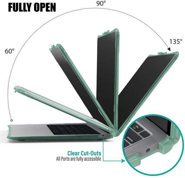 Alt view image 5 of 5 - IBENZER Hexpact Compatible with MacBook Air 13 Inch Case 2022 2021 2020 M1 A2337 A2179 A1932, Heavy Duty Protective Case with Screen Lock for Mac Air 13 with Touch ID, Midnight Green, AT13-MTGN