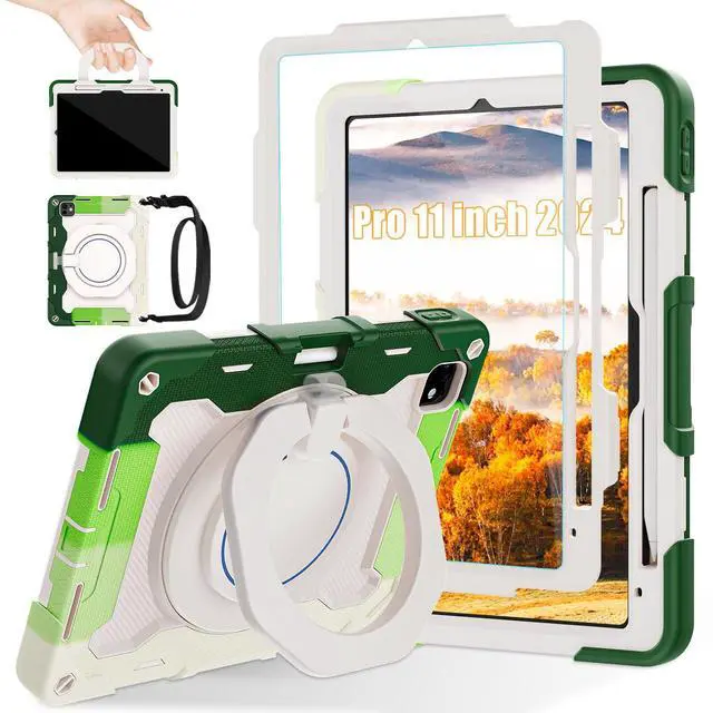 Main image of ROISKIN Case for iPad Pro 11 Inch M4 5th Generation for Kids with 360 Swivel Handle & Stand,HD Screen Protector,Shoulder Strap,Pen Holder,Heavy Duty Military Shockproof Case