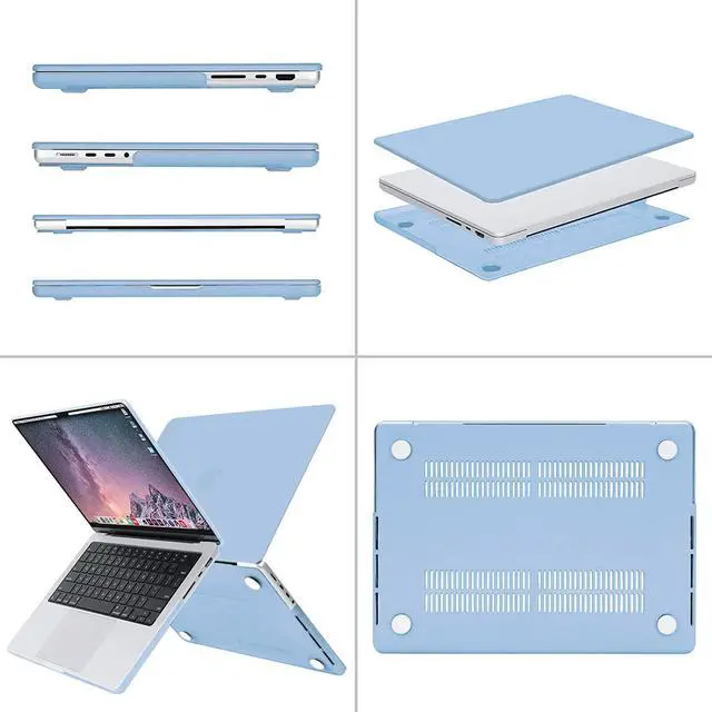 Alt view image 4 of 5 - MOSISO Compatible with MacBook Pro 14 inch Case 2021 2022 Release A2442 M1, Neoprene Sleeve Bag&Plastic Hard Cased&Keyboard Cover&Screen Protector&Storage Bag, Airy Blue