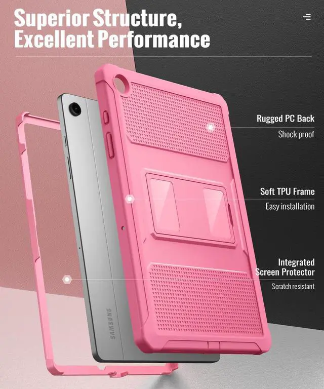 Alt view image 3 of 5 - MoKo Case Fit Galaxy Tab A9 Plus 11-Inch 2023 (SM-X210/X216/X218), Shockproof Full Body Rugged Stand Back Cover Built-in Screen Protector Fit Galaxy Tab A9+ 11" 2023, Conch Shell