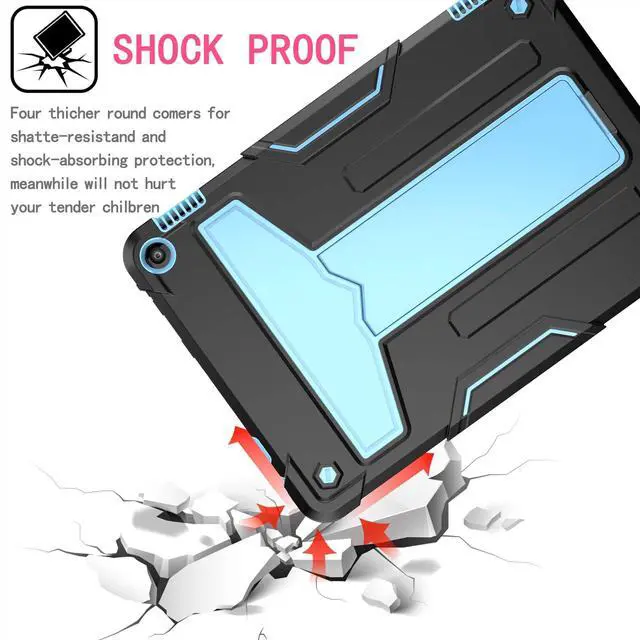 Alt view image 4 of 5 - Dteck Case for Fire HD 10/HD 10 Plus Tablet (2021 Release, 11th Generation) - Kids Friendly Shockproof EVA Case Convertible Stand Full Body Rugged Protective Cover, Black+Blue