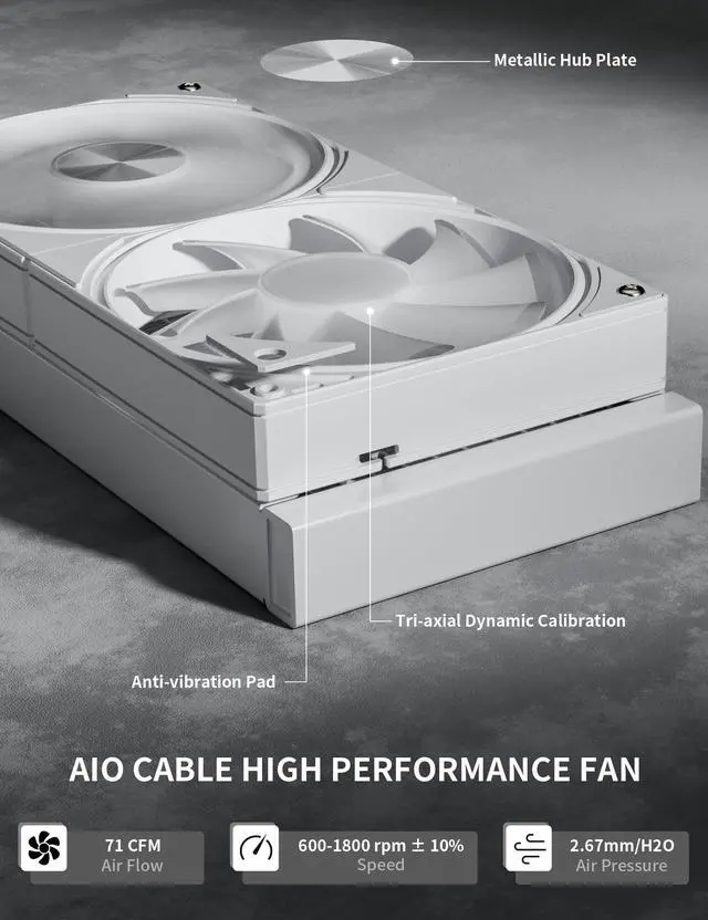Alt view image 4 of 5 - upHere 240mm AIO Liquid CPU Cooler - Intel LGA 1851/1700/2011 & AMD AM5/AM4, Magnetic Pump Cover, 5V ARGB SYNC, All-in-One Cable Mangement, 280W TDP Cooling (White)