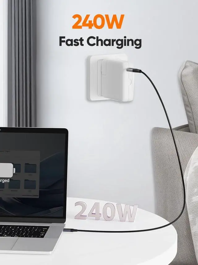 Alt view image 4 of 5 - CableCreation 80Gbps USB 4 Cable 5FT, 120Gbps Bandwidth, 8K 60Hz Display, 240W Charging, Compatible with Thunderbolt 5,Thunderbolt 4/3, USB4, SSD, MacBook M4 Pro, Dock, eGPU