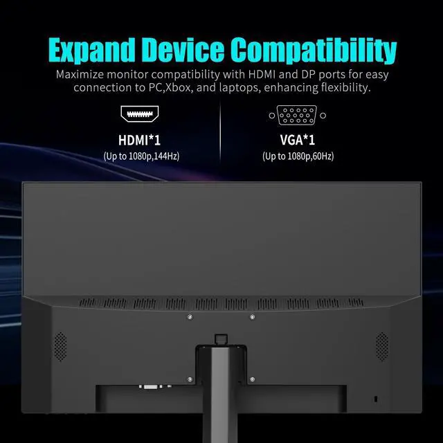 Alt view image 5 of 5 - Viewedge Gaming Monitor 27 Inch FHD 144hz, 1ms IPS 1080p Computer Monitor with 110% sRGB, Bluelight Filter, HDMI & VGA Port, Support Freesync and Wall Mount