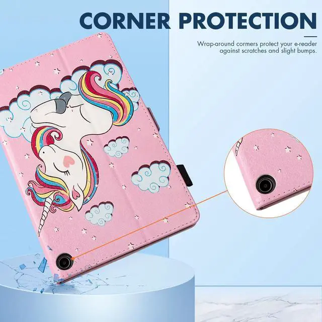 Alt view image 4 of 5 - Dteck for  Fire Max 11 Tablet Case 11" (13th Generation) 2023, PU Leather Shell TPU Back Cover Fold Stand Case with Auto Sleep Wake, Adjustable Viewing Angles, Cute Folio Kid Case, Smile Unicorn