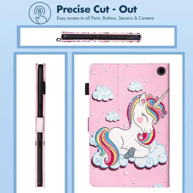 Alt view image 5 of 5 - Dteck for  Fire Max 11 Tablet Case 11" (13th Generation) 2023, PU Leather Shell TPU Back Cover Fold Stand Case with Auto Sleep Wake, Adjustable Viewing Angles, Cute Folio Kid Case, Smile Unicorn