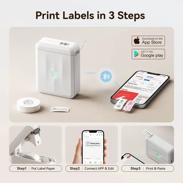 Alt view image 4 of 5 - NIIMBOT D110 Mini Label Maker Machine with Tape with 3 Rolls Clear Label Tape 14x40mm-160Labels/Roll