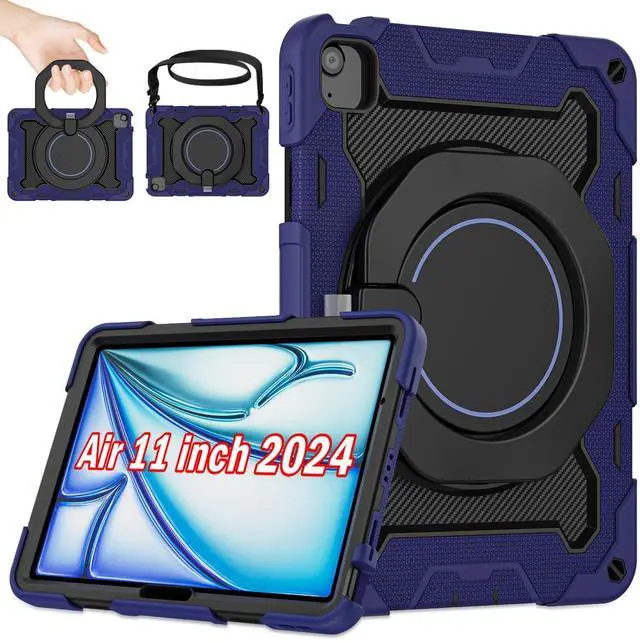 Main image of ROISKIN for iPad Air 11 inch Case (M3 2025/M2 2024)/ Air 6th Generation for Kids with HD Screen Protector, 360 Rotating Kickstand, Shoulder Strap, Rugged Heavy Duty Military Case for iPad Air 11