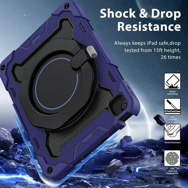 Alt view image 5 of 5 - ROISKIN for iPad Air 11 inch Case (M3 2025/M2 2024)/ Air 6th Generation for Kids with HD Screen Protector, 360 Rotating Kickstand, Shoulder Strap, Rugged Heavy Duty Military Case for iPad Air 11