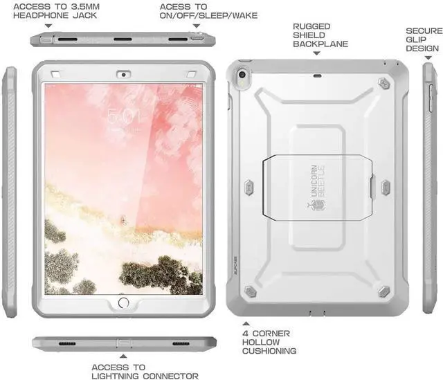 Alt view image 3 of 5 - SUPCASE Unicorn Beetle PRO Case for iPad Air 3 (2019) and iPad Pro 10.5'' (2017), Heavy Duty with Built-in Screen Protector Full-body Rugged Protective Case (White)