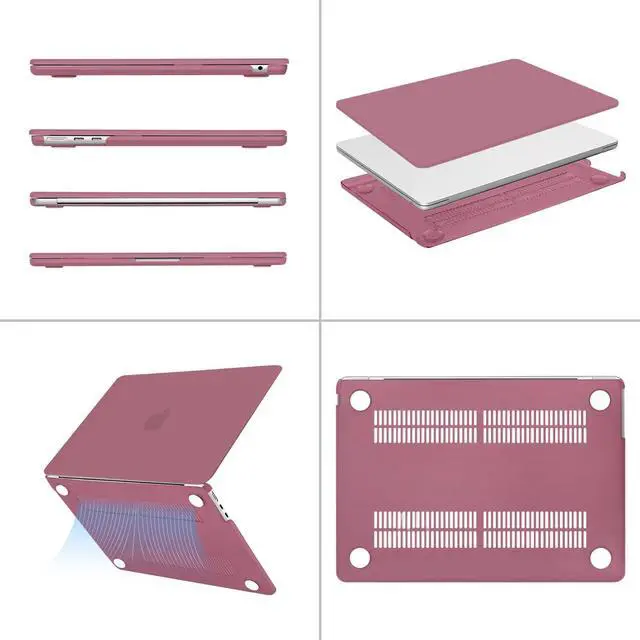 Alt view image 4 of 5 - MOSISO Compatible with MacBook Air 13 inch Case 2024 2023 2022 M3 A3113 M2 A2681 Touch ID, Plastic Hard Shell&Keyboard Cover&Screen Film&Type C Adapter&Polyester Horizontal Bag, Dusty Rose&Wine Red