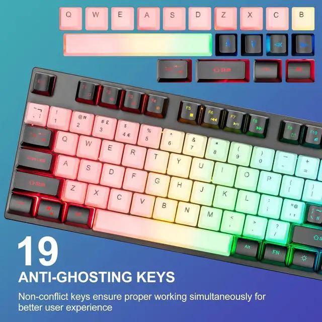 Alt view image 5 of 5 - CHONCHOW USB Wired Keyboad and Mouse Combo, Full Size Rainbow LED Light Up Backlit Color Gamer Keyboard and Mouse Set, Mouse and Keyboard Combo for Computer Laptop Xbox PS4 PS5 Gaming and Work