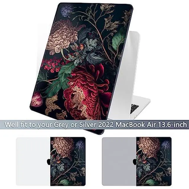 Alt view image 2 of 5 - Batianda Case for New MacBook Air 13.6 inch 2025 M4 2024 2022 Release Model A3240 A3113 M3 A2681 M2, Designed Protective Hardshell Keyboard Cover and USB-C OTG Adapter, Vintage Flower