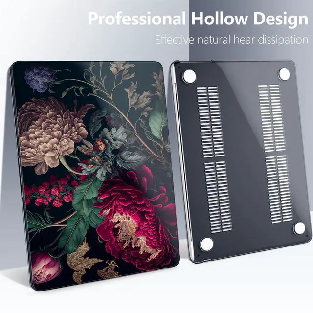 Alt view image 5 of 5 - Batianda Case for New MacBook Air 13.6 inch 2025 M4 2024 2022 Release Model A3240 A3113 M3 A2681 M2, Designed Protective Hardshell Keyboard Cover and USB-C OTG Adapter, Vintage Flower