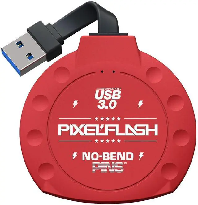 Main image of PixelFlash CF Card Reader (Red) - Compact Flash Memory Card Adapter with Cabled USB 3.0, 5GB/s File Transfer, No-Bend Pins, Supports UDMA-7, Anti-Slip & Anti-Scratch, Compatible to Most Brands & OS