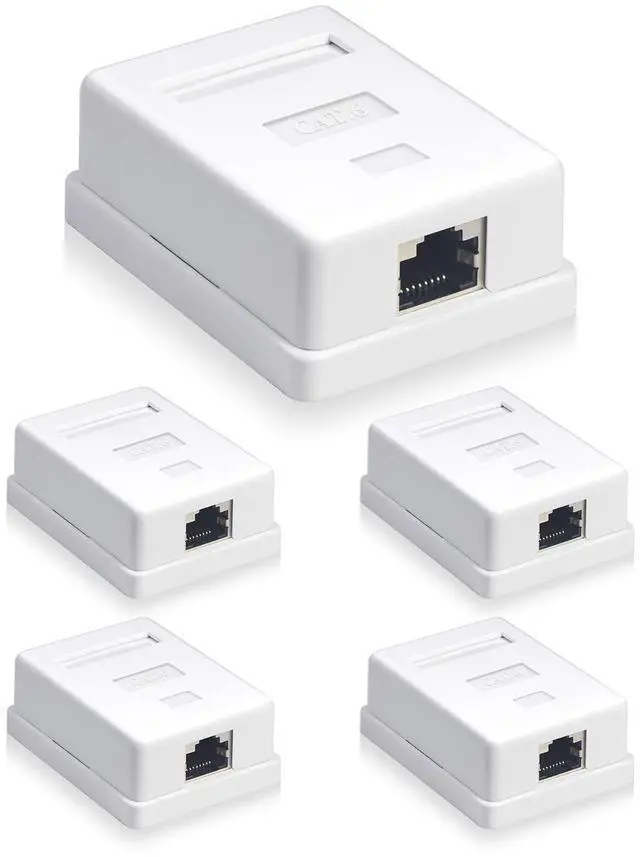 Alt view image 2 of 5 - VCELINK Cat6 RJ45 Surface Mount Box Shielded 1-Port with RJ45 Surface Mount Box Shielded 2-Port