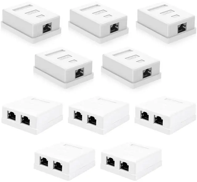 Main image of VCELINK Cat6 RJ45 Surface Mount Box Shielded 1-Port with RJ45 Surface Mount Box Shielded 2-Port