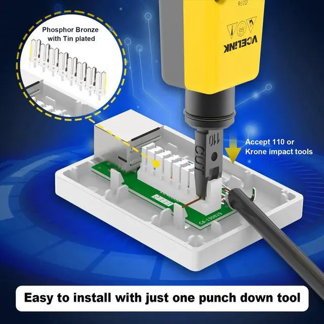 Alt view image 4 of 5 - VCELINK Cat6 RJ45 Surface Mount Box Shielded 1-Port with RJ45 Surface Mount Box Shielded 2-Port