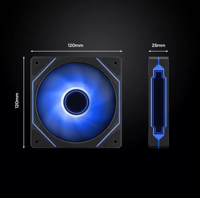 Alt view image 3 of 5 - DARKROCK 3-Pack F120 Plus 2-Pack R120 120mm Infinite Mirror Case Fans with PWM Control & ARGB Effect, 24 LED Lights, HDB Hydraulic Bearing for Low-Noise Operation - Black