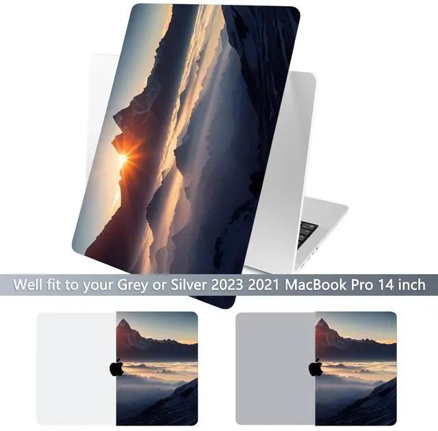 Alt view image 3 of 5 - Batianda for M4 New MacBook Pro 14 inch Case 2024 2023 2021 Release Model A3112/A2918 with M3 M2 M1 Pro/Max Chip,Landscape Series Designed Hard Shell with Keyboard Cover & Screen Protector, Sunrise