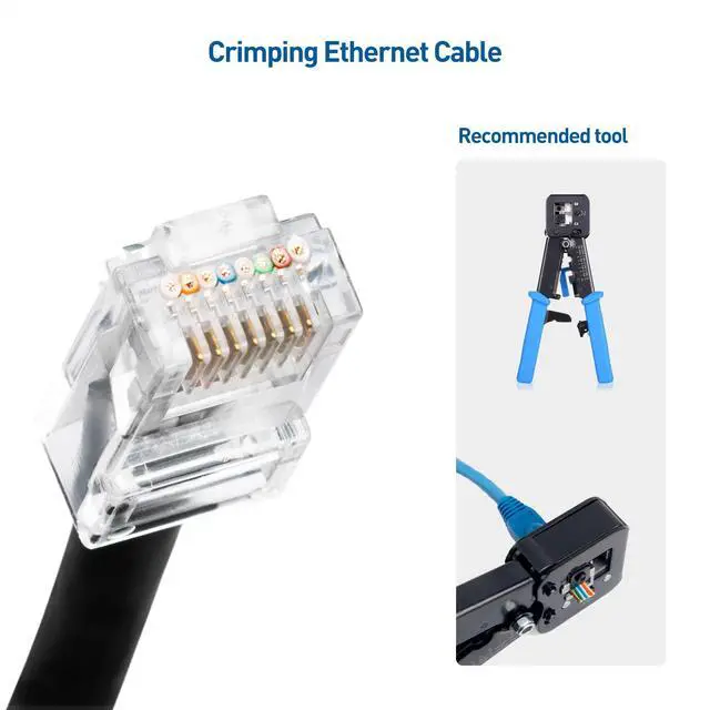 Alt view image 4 of 5 - Cable Matters 200-Pack Cat 6 Pass Through RJ45 Connectors (Cat 6 Ends / Cat6 Connector / RJ45 Modular Plugs/Ethernet Plugs/Network Connector) for Solid or Stranded UTP Ethernet Cable
