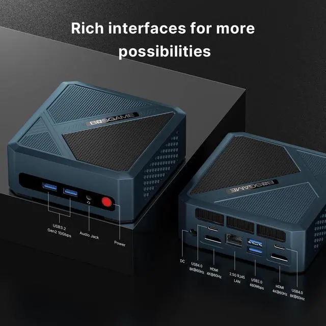 Alt view image 5 of 5 - BOSGAME P5 Pro Mini PC, AMD Ryzen 7 6800H Mini Gaming PC, 32GB DDR5 512GB SSD Mini Desktop Computer, Quad Display, Dual USB 4.0 & HDMI, 2.5G RJ45 LAN, Wi-Fi 6E, BT 5.2