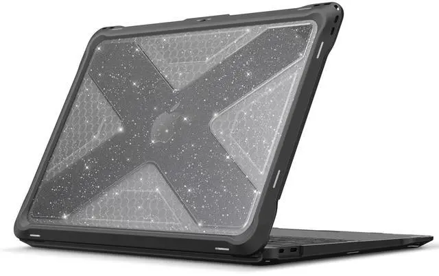 Main image of Fintie Case for MacBook Air 13 Inch A2337 (M1) / A2179 / A1932 (2018-2021 2022 Release) - Heavy Duty Hard Shell Cover with TPU Bumper for MacBook Air 13 Retina Display with Touch ID (Glittering Clear)