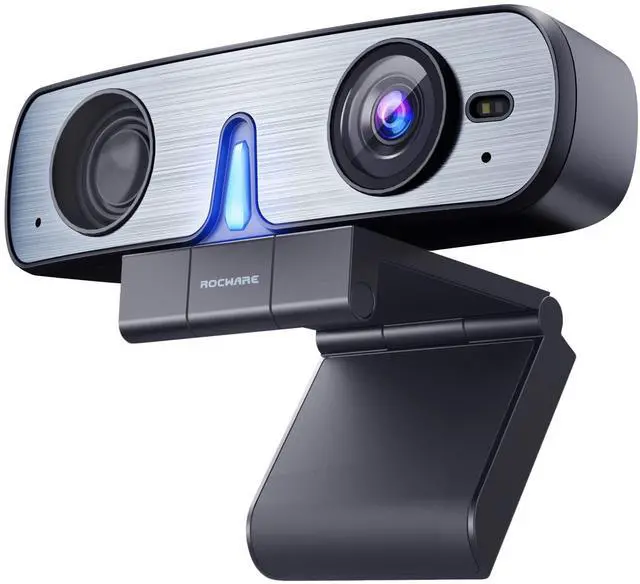 Main image of ROCWARE RC08 2K Webcam with Speaker, Webcam for PC, HD Web Cam with Noise Reduction Mic/Harman Speaker/4X Eptz/Privacy Cover/0.2S Auto-Focus/Low Illumination, Computer Camera for Zoom/Teams/Meeting