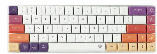 Main image of YMDK 128 Ultra-Slim Smoke Cloud Style Mx Low Profile Dye Sub PBT Keycaps for Mx 61 64 68 75 84 87 96 108 Layout Mechanical Keyboard
