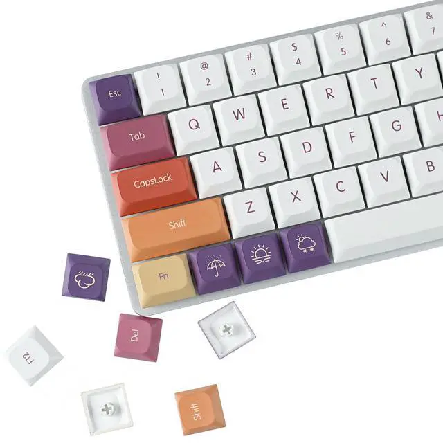 Alt view image 4 of 5 - YMDK 128 Ultra-Slim Smoke Cloud Style Mx Low Profile Dye Sub PBT Keycaps for Mx 61 64 68 75 84 87 96 108 Layout Mechanical Keyboard