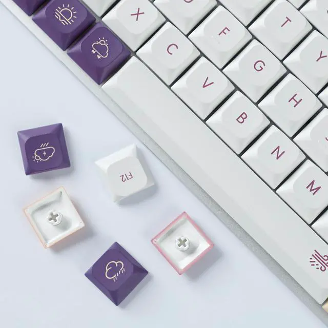 Alt view image 5 of 5 - YMDK 128 Ultra-Slim Smoke Cloud Style Mx Low Profile Dye Sub PBT Keycaps for Mx 61 64 68 75 84 87 96 108 Layout Mechanical Keyboard
