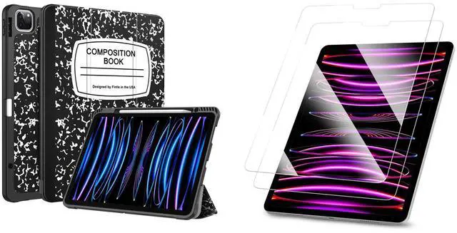 Main image of Fintie Bundle: Fintie SlimShell Case for iPad Pro 12.9" 6th/5th/4th/3rd Gen - [Built-in Pencil Holder] Soft TPU Back Cover + [2-Pack] Tempered Glass Screen Protector