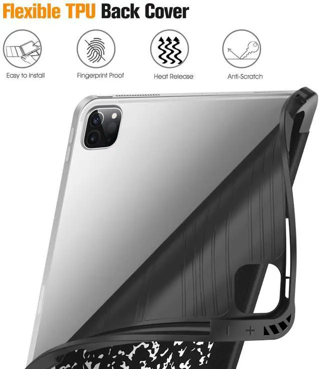Alt view image 5 of 5 - Fintie Bundle: Fintie SlimShell Case for iPad Pro 12.9" 6th/5th/4th/3rd Gen - [Built-in Pencil Holder] Soft TPU Back Cover + [2-Pack] Tempered Glass Screen Protector