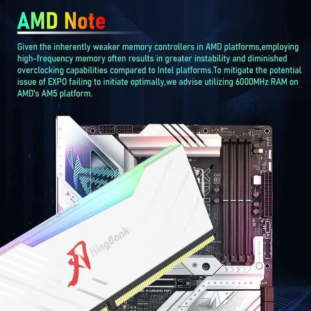 Alt view image 5 of 5 - KingBank RGB Computer Desktop Memory Ram DDR5 32GB(2x16GB) 6000MT/s CL36 1.35V Overclocking XMP 3.0 & AMD Expo with Heatsink for PC Gaming/Office/PS