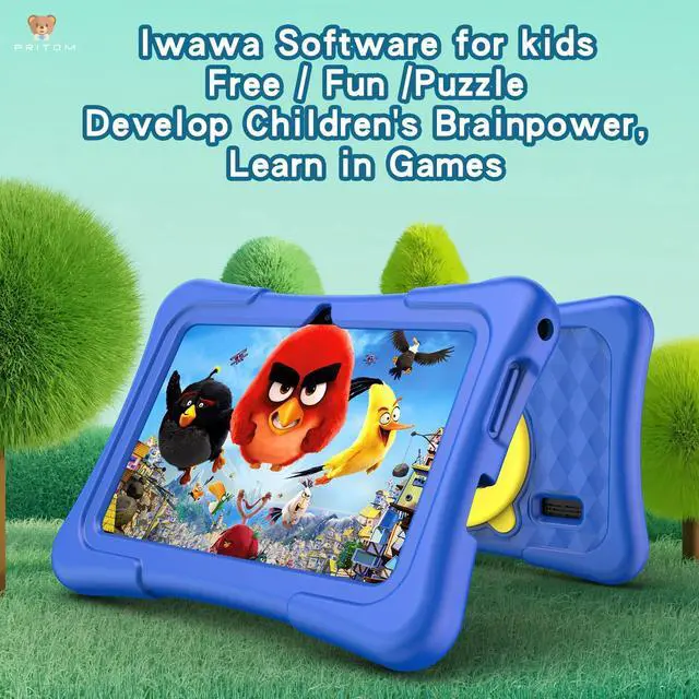 Alt view image 3 of 5 - PRITOM 7 inch Tablet for Kids with Solid Case, Kids Tablets 32GB with Parental Control, Pre-Installed APPs Free Games, Learning Educational Toddler Tablet WiFi, Bluetooth, Camera