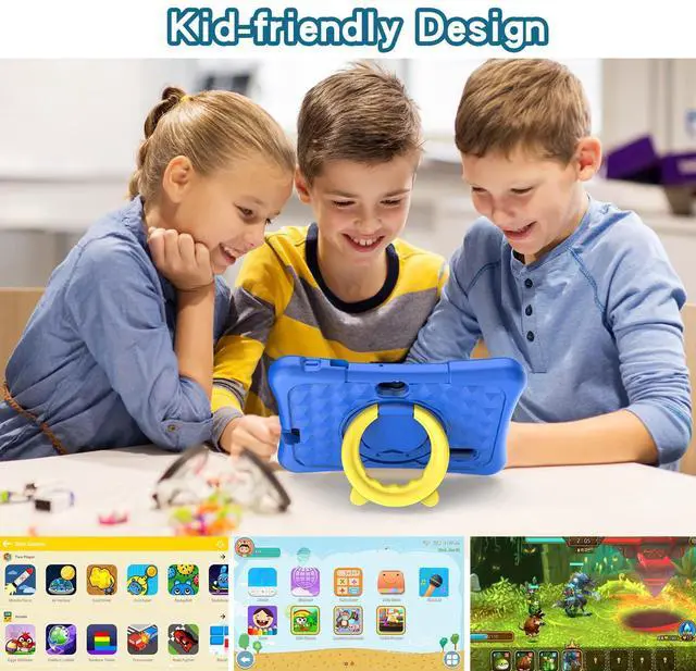 Alt view image 5 of 5 - PRITOM 7 inch Tablet for Kids with Solid Case, Kids Tablets 32GB with Parental Control, Pre-Installed APPs Free Games, Learning Educational Toddler Tablet WiFi, Bluetooth, Camera
