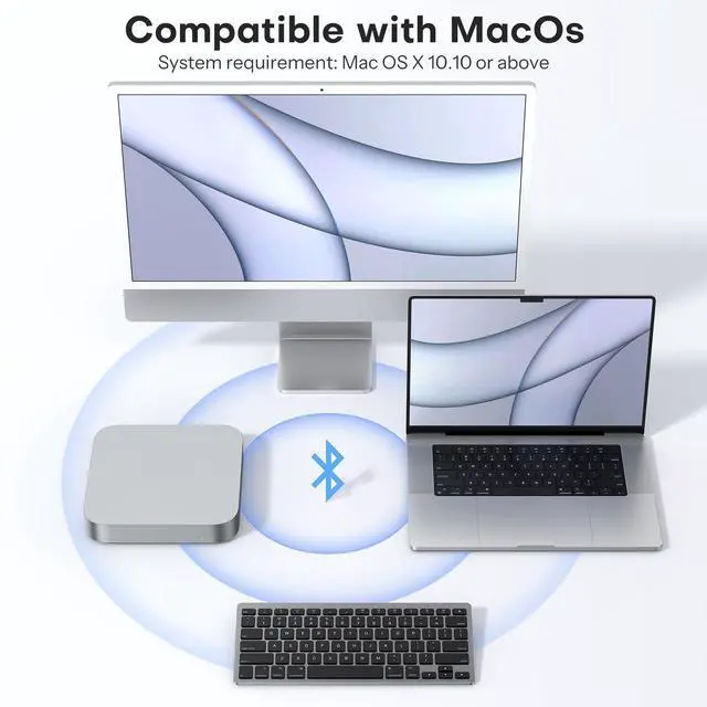 Alt view image 2 of 5 - OMOTON Bluetooth Keyboard Compatible with Mac, Compact Wireless Keyboard Compatible with MacBook Pro/Air, iMac, Mac Mini/Pro Laptop and PC, Black Grey