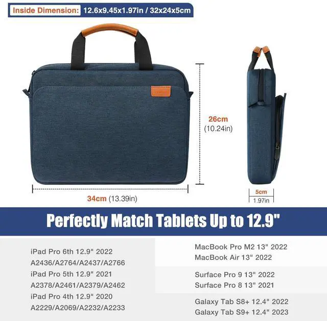 Alt view image 2 of 5 - MoKo 9-11 Inch Tablet Sleeve Case, Protective Handle Shoulder Bag Fits 11inch iPad Air M3, iPad A16 2025, 10/9/8/7th 10.2, iPadPro 11, Tab S8/S9 11", Surface Go 2/3 10.5, Indigo