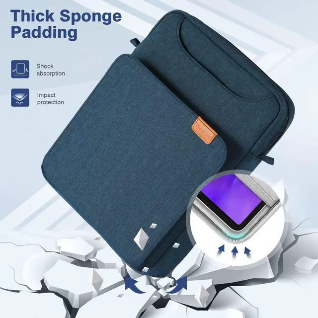 Alt view image 5 of 5 - MoKo 9-11 Tablet Shoulder Sleeve Bag, Fits 11inch iPad Air M3, iPad A16 /10/9/8th 10.2, Surface Go 3/2 10.5, Tab S8/S9 11, Polyester Bag with Concealed Hand Strap, Indigo