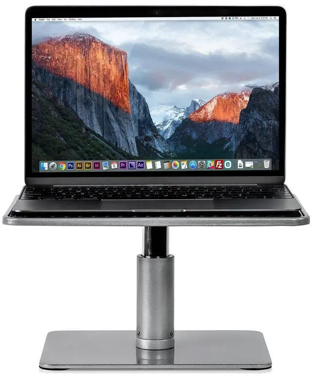 Alt view image 3 of 5 - Mount-It! Adjustable Height Laptop Stand for MacBook Pro, Ergonomic Desk Riser for 11-15 Inch Laptops and 24-32 Inch Monitors