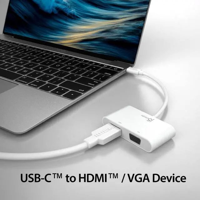 Alt view image 2 of 5 - j5create USB-C to HDMI & VGA Adapter with USB 3.0 Port & USB-C Power Delivery Charging Port