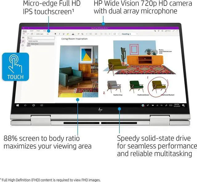 Alt view image 3 of 5 - HP Envy x360 2-in-1 15.6" FHD Touchscreen Laptop, Intel Core i5-1135G7, 16GB RAM 512GB SSD, Wi-Fi, Bluetooth, HDMI, Webcam, Backlit Keyboard, Fingerprint Reader, Windows 11 Home, Natural Silver