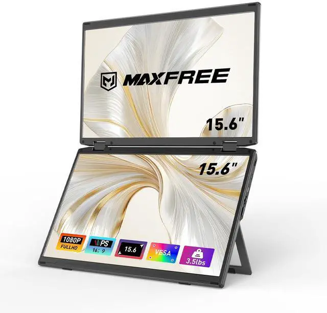 Main image of Maxfree Laptop Screen Extender,15.6" 1080P FHD Portable Dual Monitor with DP/Thunderbolt USB Type-C HDMI,Plug&Play,Folding Dual Portable Monitor for Laptop/PC/Windows/Mac(M1/M2/M3 Chips)/Phone