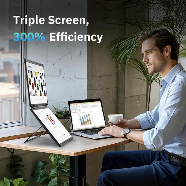 Alt view image 5 of 5 - Maxfree Laptop Screen Extender,15.6" 1080P FHD Portable Dual Monitor with DP/Thunderbolt USB Type-C HDMI,Plug&Play,Folding Dual Portable Monitor for Laptop/PC/Windows/Mac(M1/M2/M3 Chips)/Phone